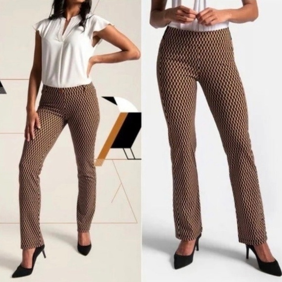 BETABRAND Geometric Chevron Print Yoga Work Pants Side Zippered Pockets US Sz XL - Picture 3 of 12